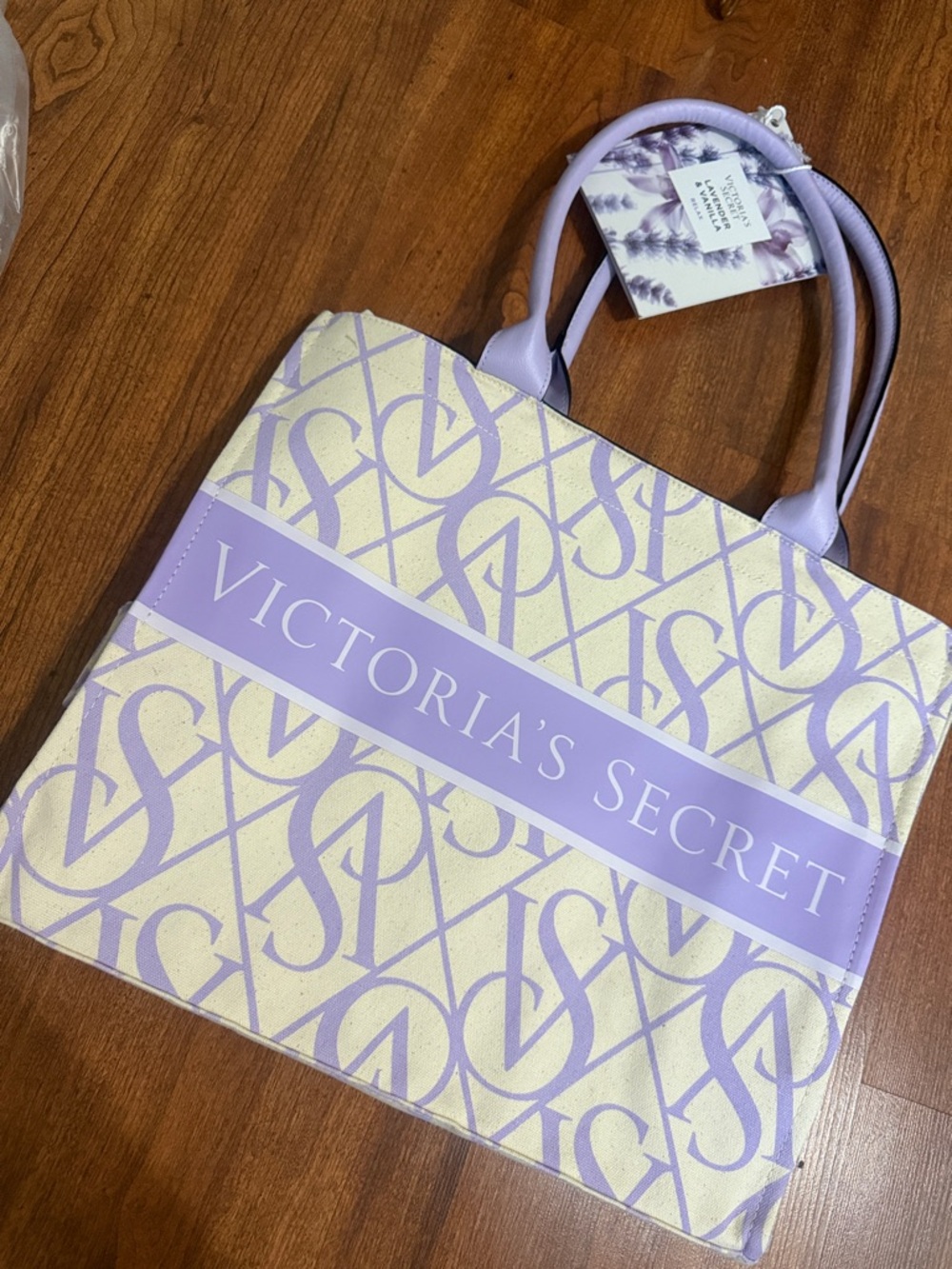 Victoria's Secret Lavender and Cream Logo Tote